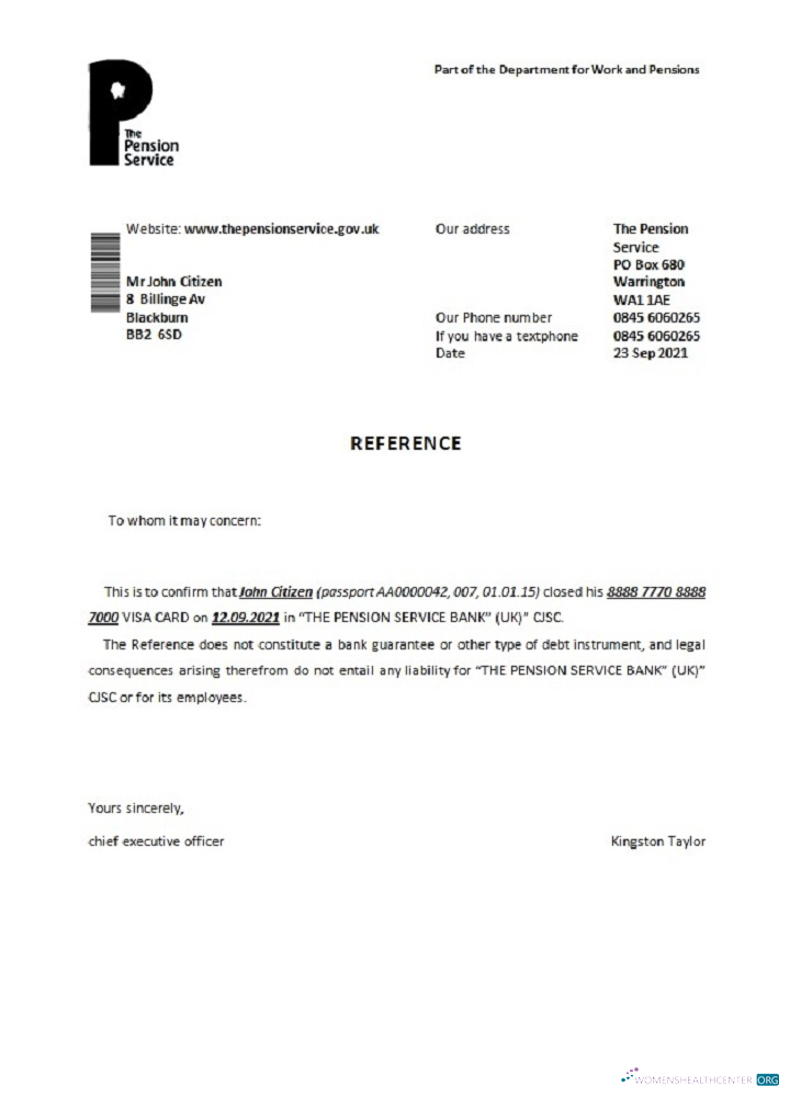 Download United Kingdom The Pension Service closure reference Photoshop template